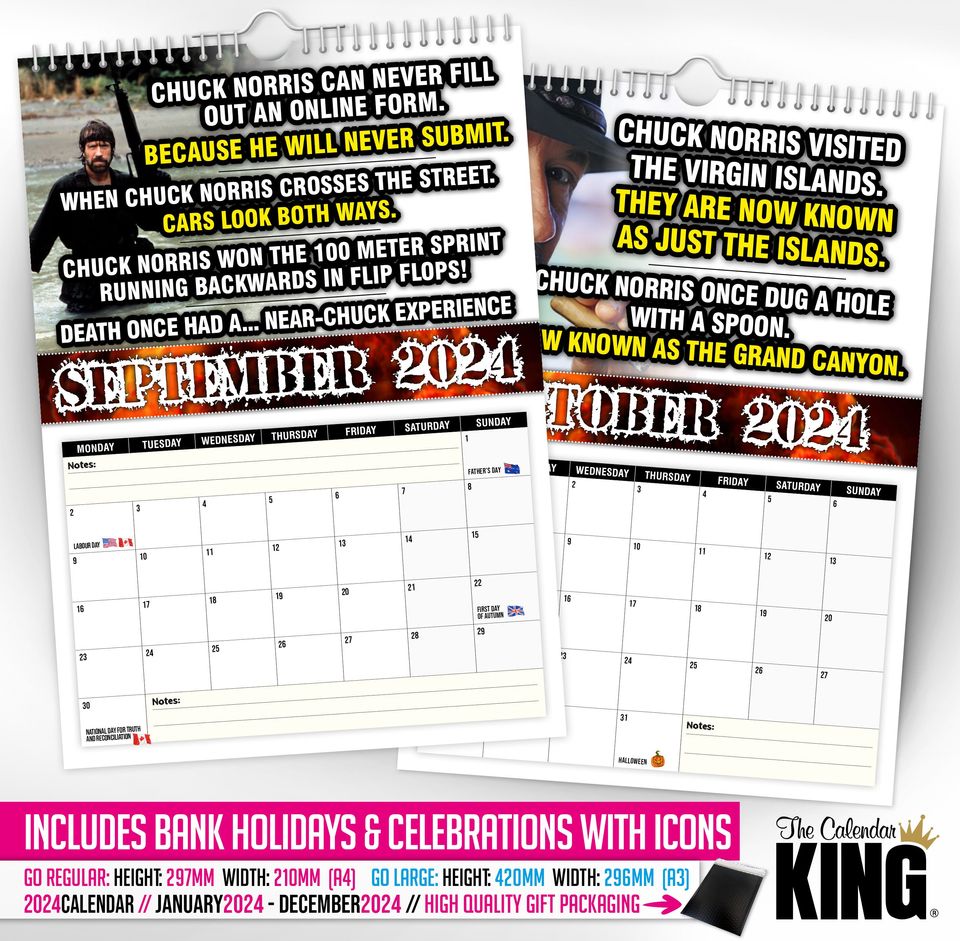 Chuck Norris - 2024 Wall Calendar, Funny, Gift Idea, Novelty, Humour
