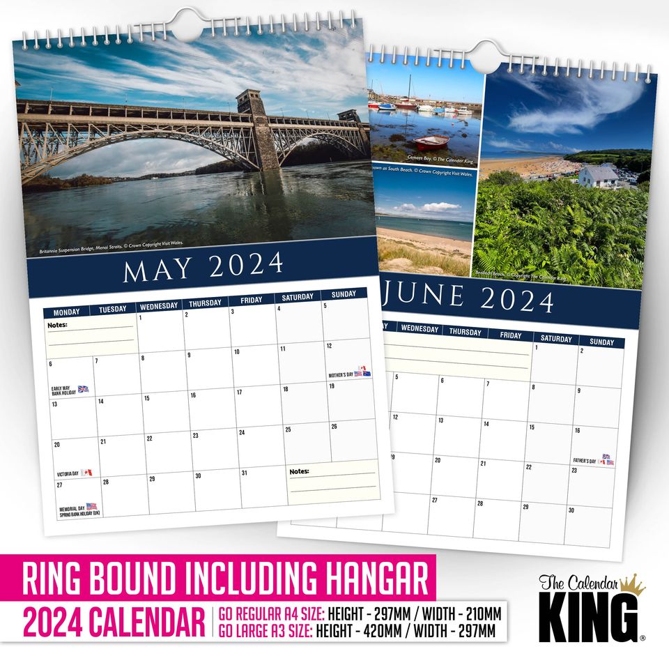 North Wales - 2024 Wall Calendar, Creative, Gift Idea, Present, Novelty