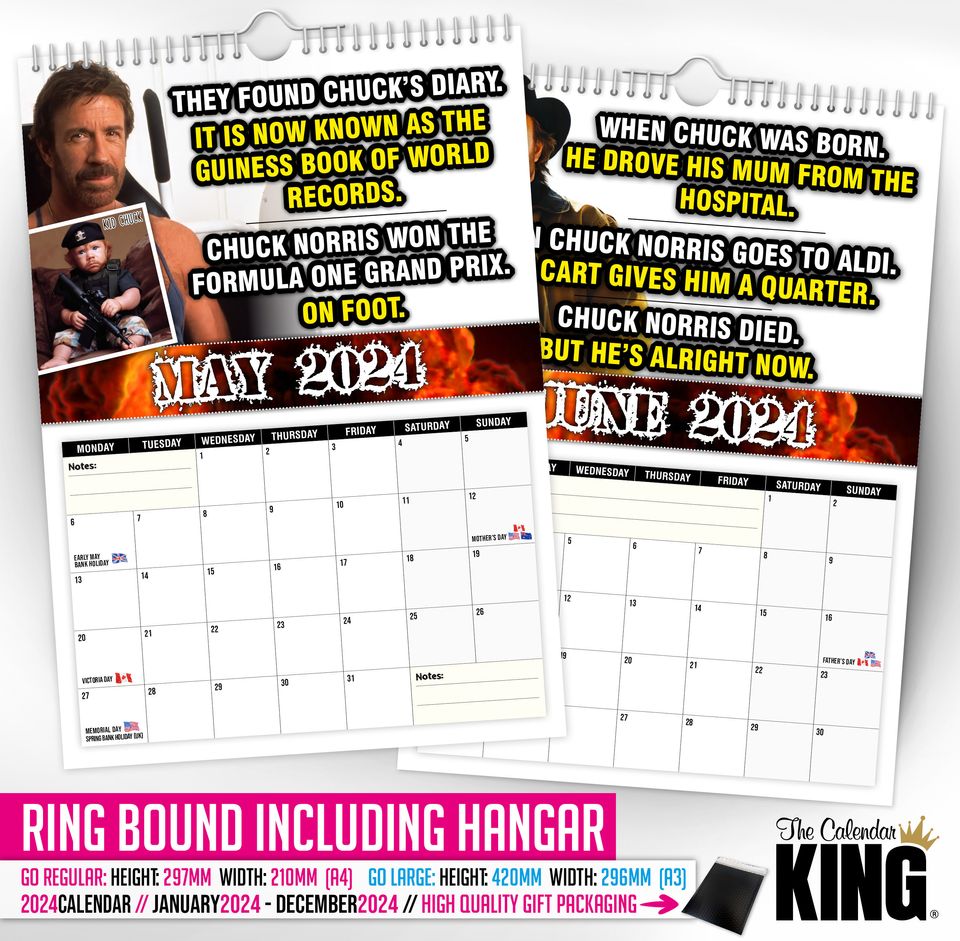 Chuck Norris - 2024 Wall Calendar, Funny, Gift Idea, Novelty, Humour