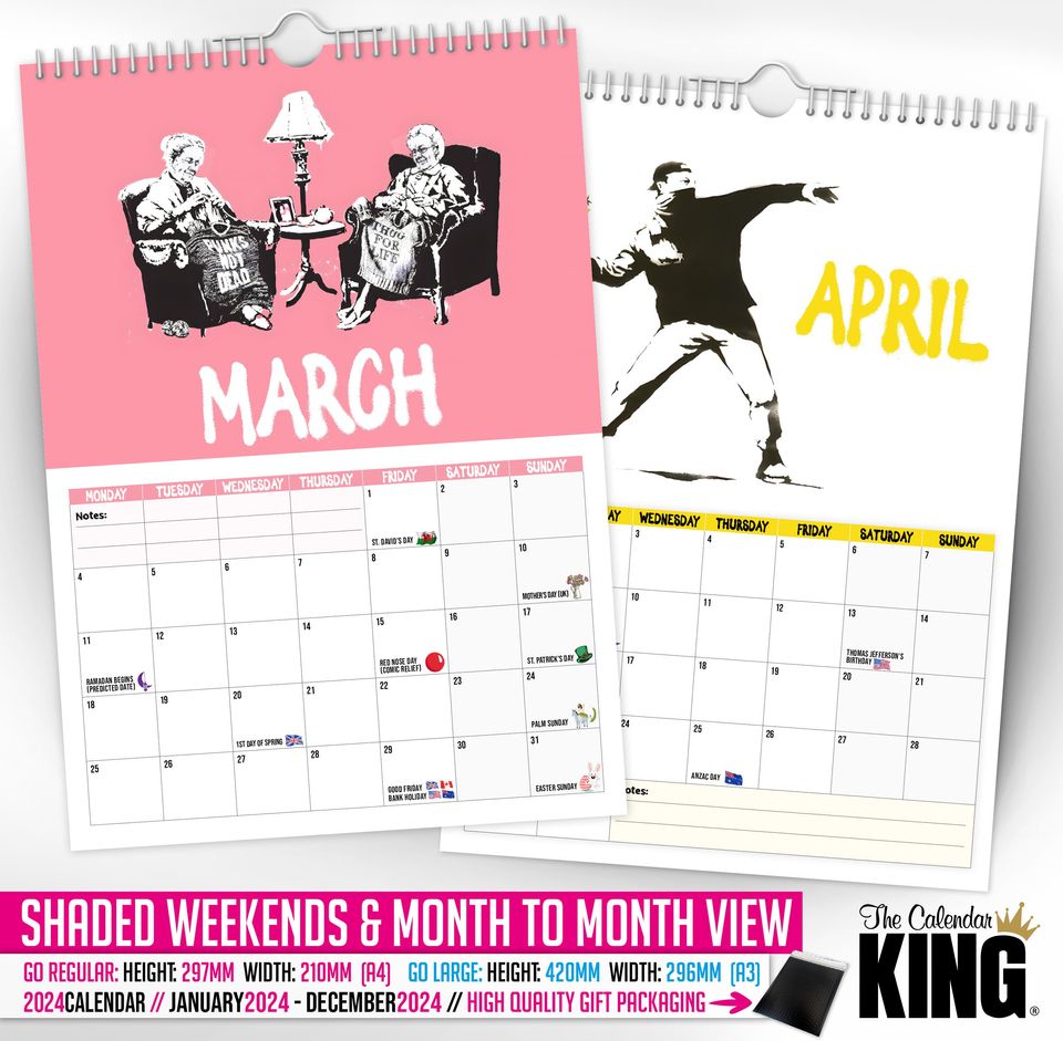 Banksy - 2024 Wall Calendar, Creative, Gift Idea, Present, Novelty