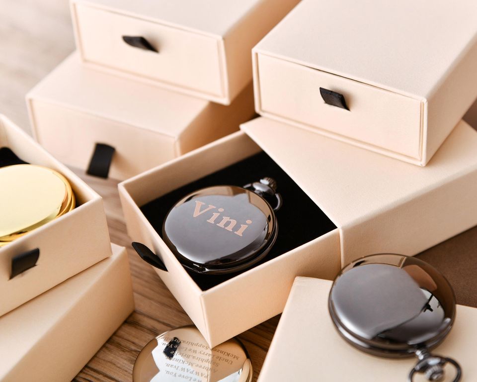 Personalized Pocket Watch for Groomsmen and Wedding Gifts