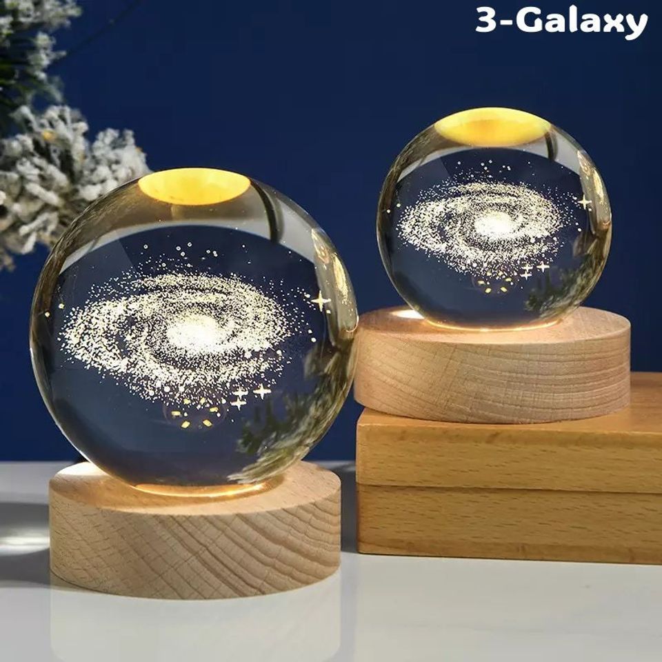 Personalized 3D Galaxy Crystal Ball LED Night Light: Custom Solar System