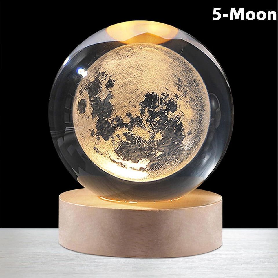 Personalized 3D Galaxy Crystal Ball LED Night Light: Custom Solar System