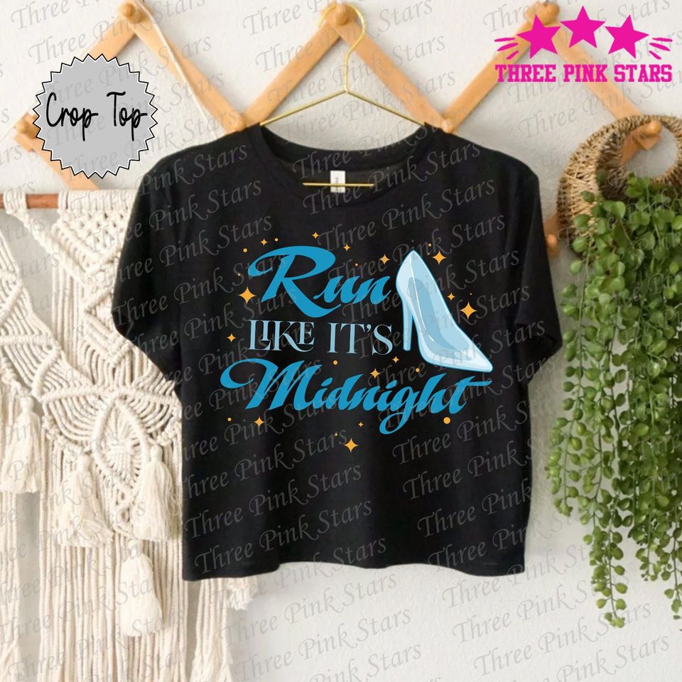 Cinde Running Crop Top, Run Like It's Midnight Crop Tee E5084