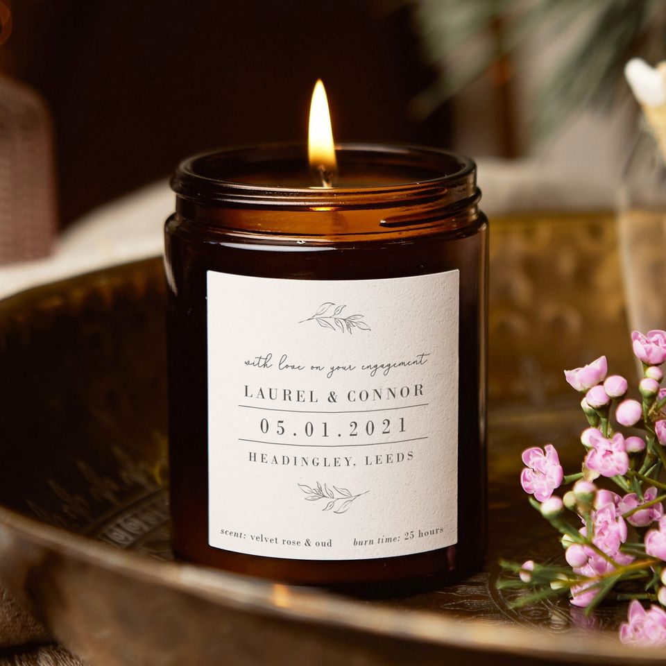 Personalized Engagement Candle Gift for Couples