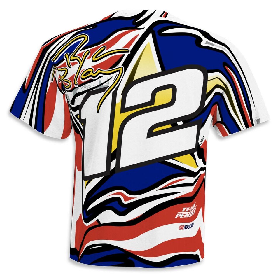 Ryan Blaney #12 MOEN Patriotic Blue Sublimated Shirt