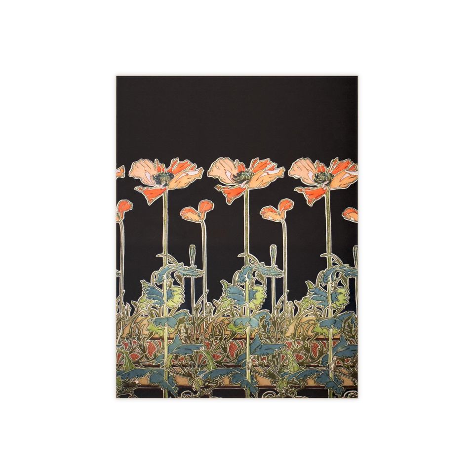 Art Nouveau Ceramic Tile, Alphonse Mucha Poppies Decor, Wall Art