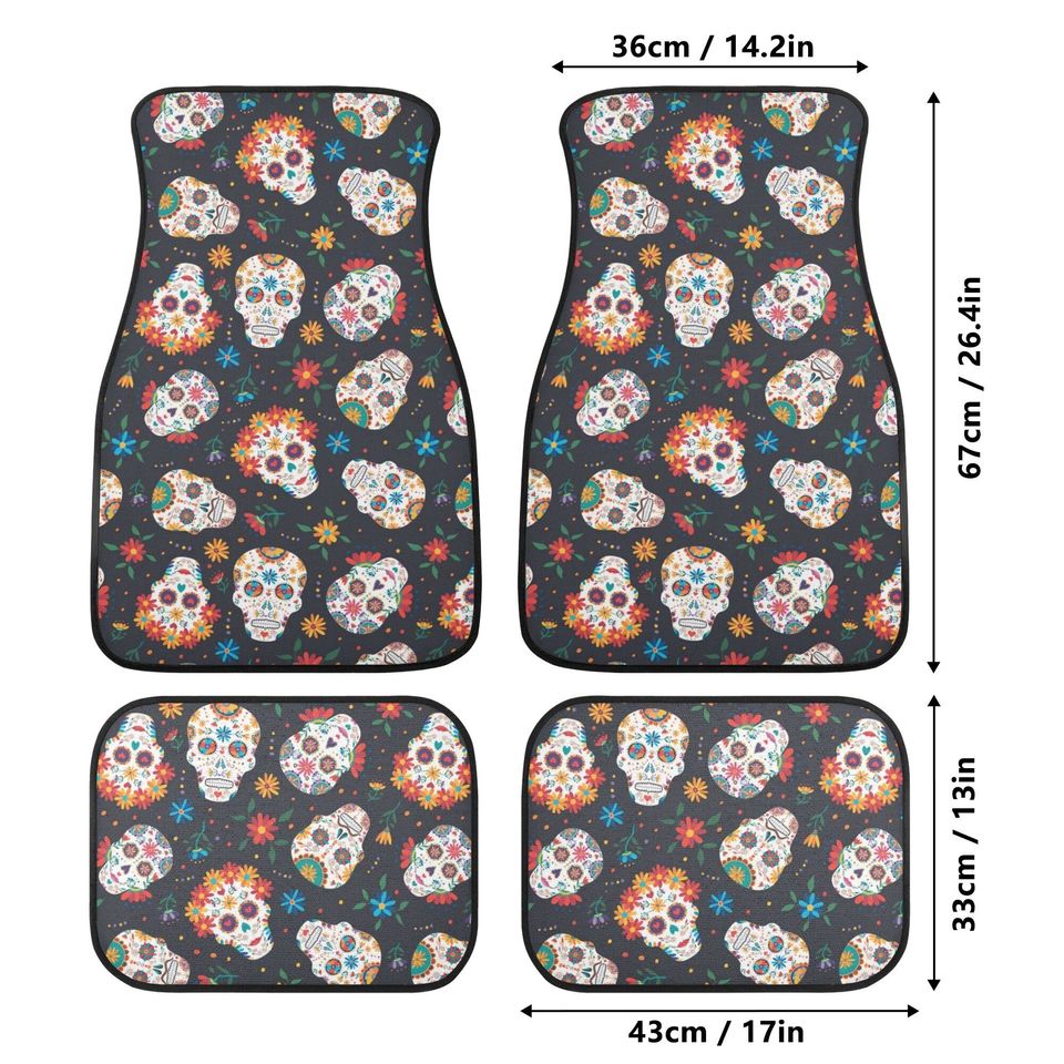 Mexico skull Car Seat Covers car mats, sugar skull car seat cover mats, Day of the dead gothic candy skull car seat protector covers mats