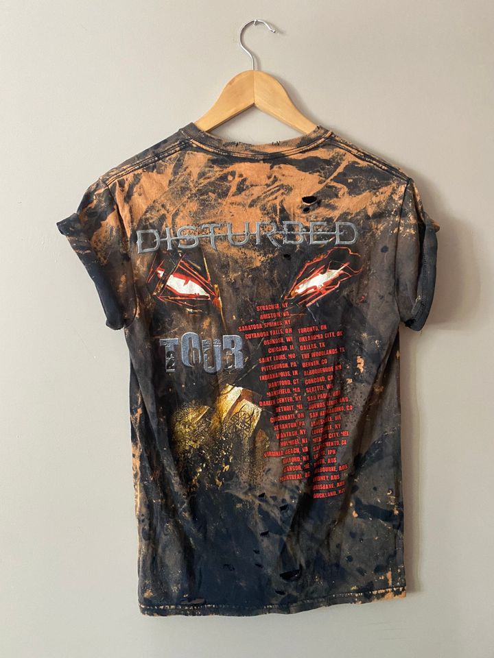 Bleached and distressed Disturbed tour band shirt
