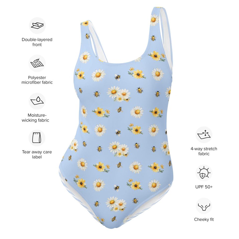 Blue honey bee One-piece Swimsuits