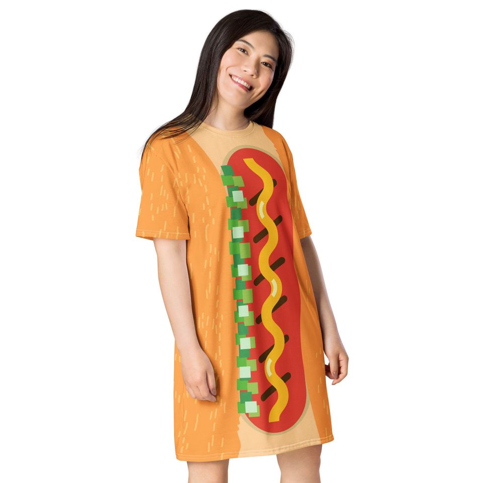 Hot Dog costume T-shirt dress, Halloween, BBQ party, 4th of July outfit, summer outfit