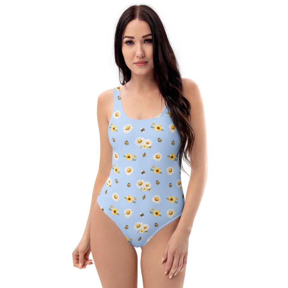 Blue honey bee One-piece Swimsuits