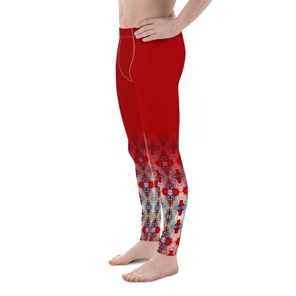 Men's leggings Red Pattern Venado Azul Matching EDM Festival