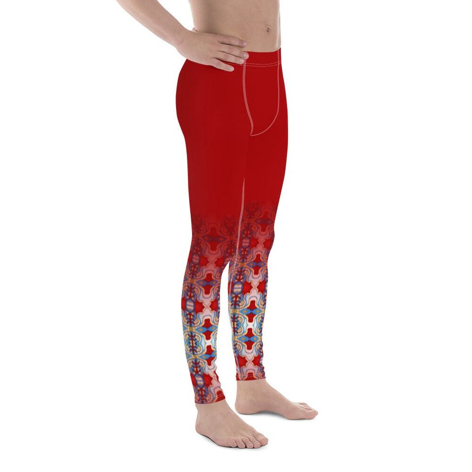 Men's leggings Red Pattern Venado Azul Matching EDM Festival