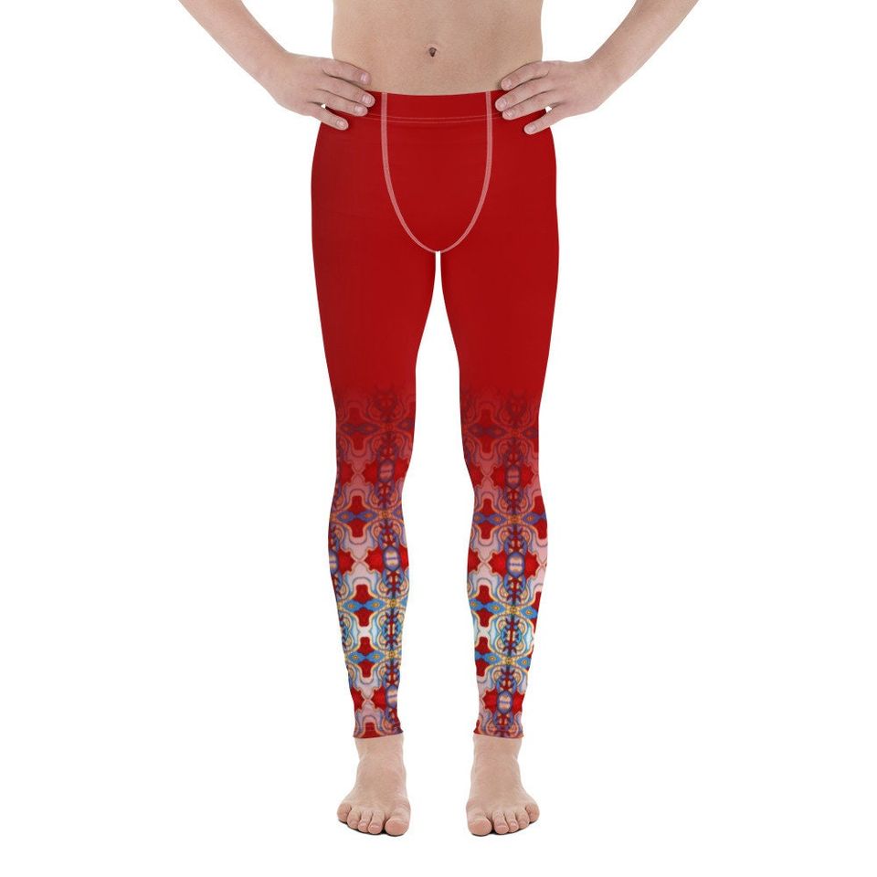 Men's leggings Red Pattern Venado Azul Matching EDM Festival