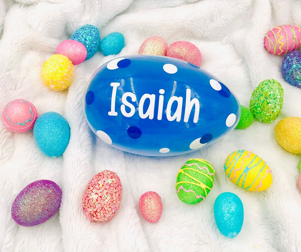 Personalized jumbo Easter egg for kids, Easter egg, Easter basket stuffer, Fillable Easter egg