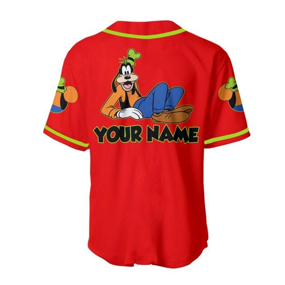Red Goofy Disney Personalized Baseball Jersey