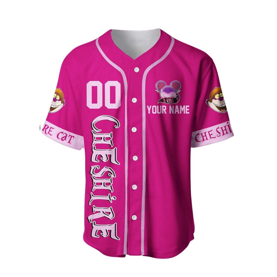 Cheshire Cat Dark Pink Purple White | Disney Baseball Jersey