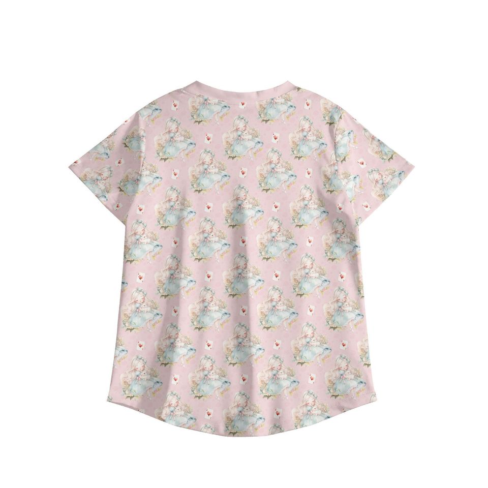 Alice in Wonderland V Neck Scrub Top