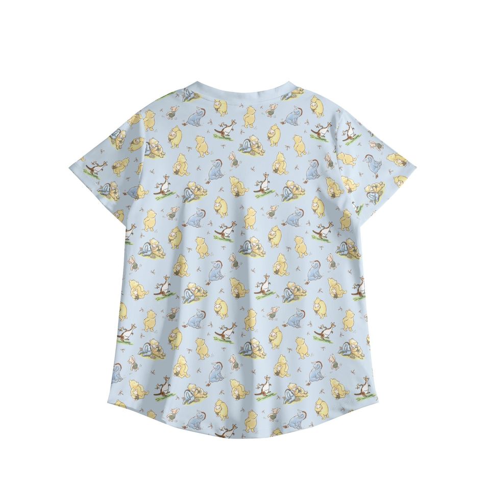 Winnie the Pooh Scrub Top Winnie the Pooh V Neck Nurses Shirt