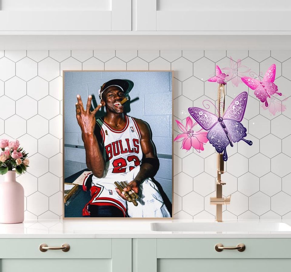 Michael Jordan With Cigar Canvas Poster Wall Art,Home docor,Frameless