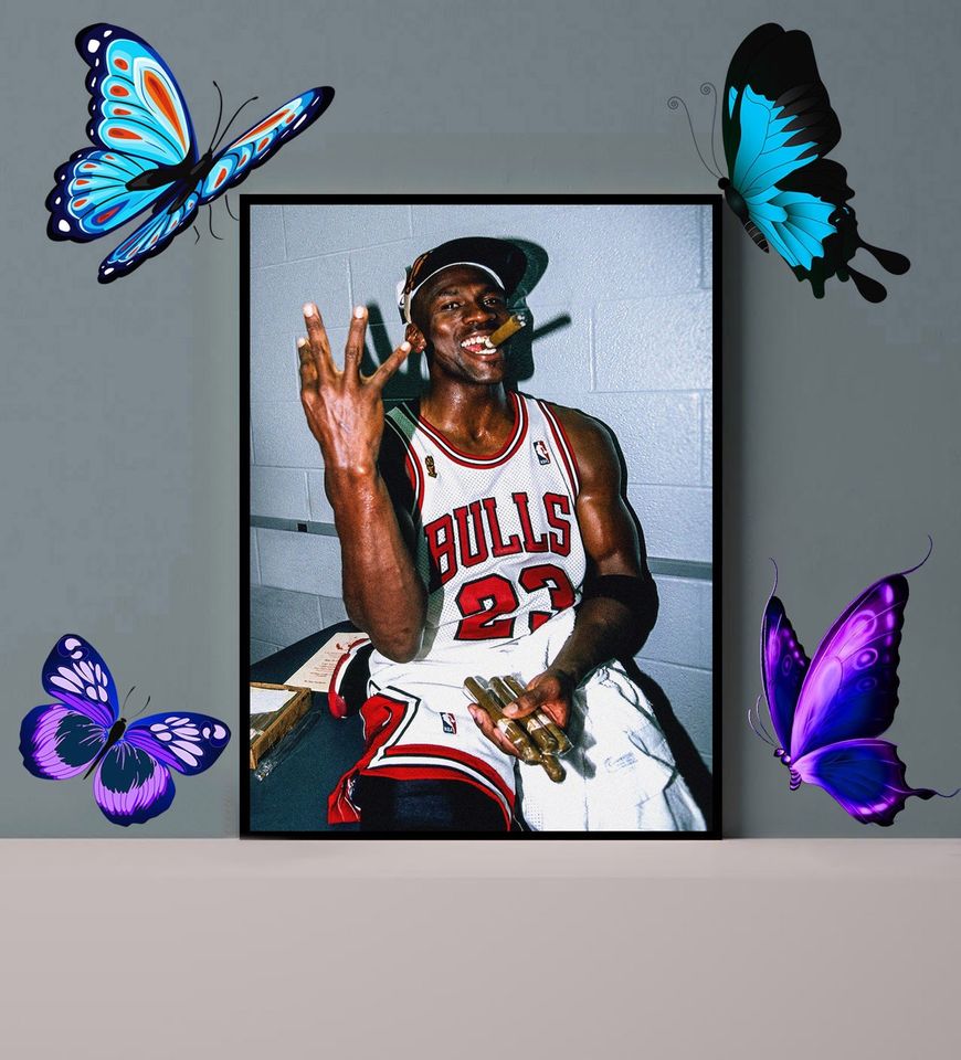 Michael Jordan With Cigar Canvas Poster Wall Art,Home docor,Frameless