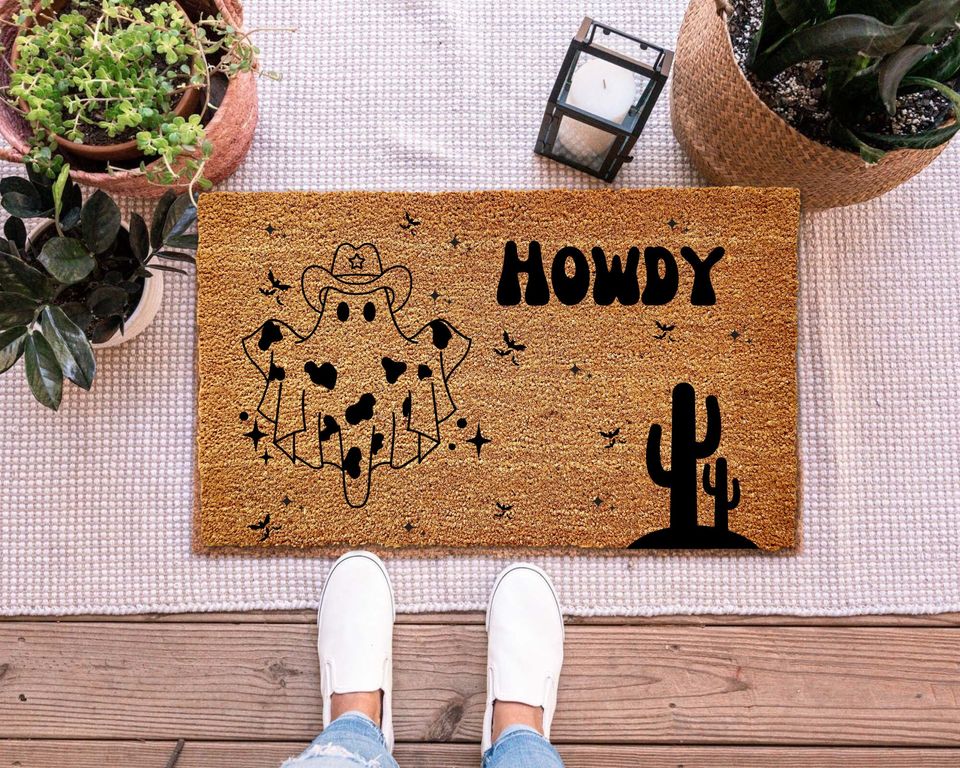 Howdy Ghouls Door Mat, Halloween Doormat, Welcome Mat, Western Fall, Halloween Decor