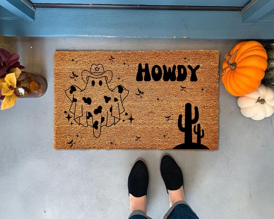 Howdy Ghouls Door Mat, Halloween Doormat, Welcome Mat, Western Fall, Halloween Decor