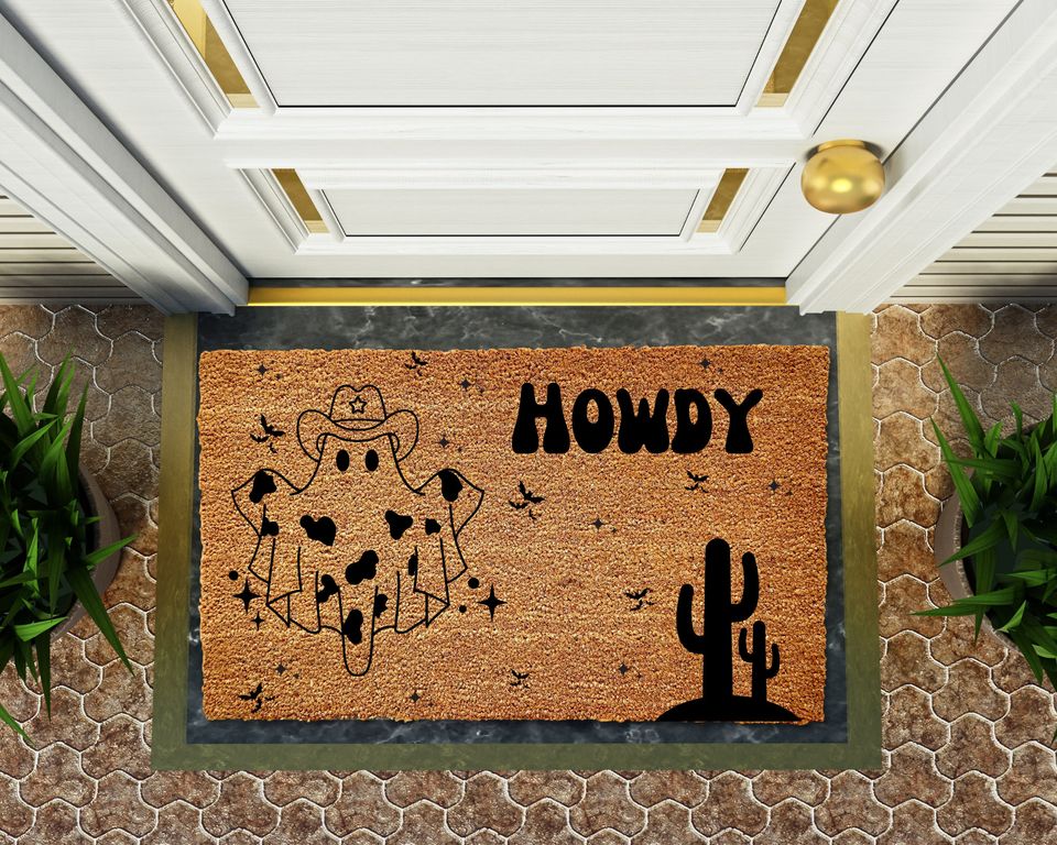 Howdy Ghouls Door Mat, Halloween Doormat, Welcome Mat, Western Fall, Halloween Decor