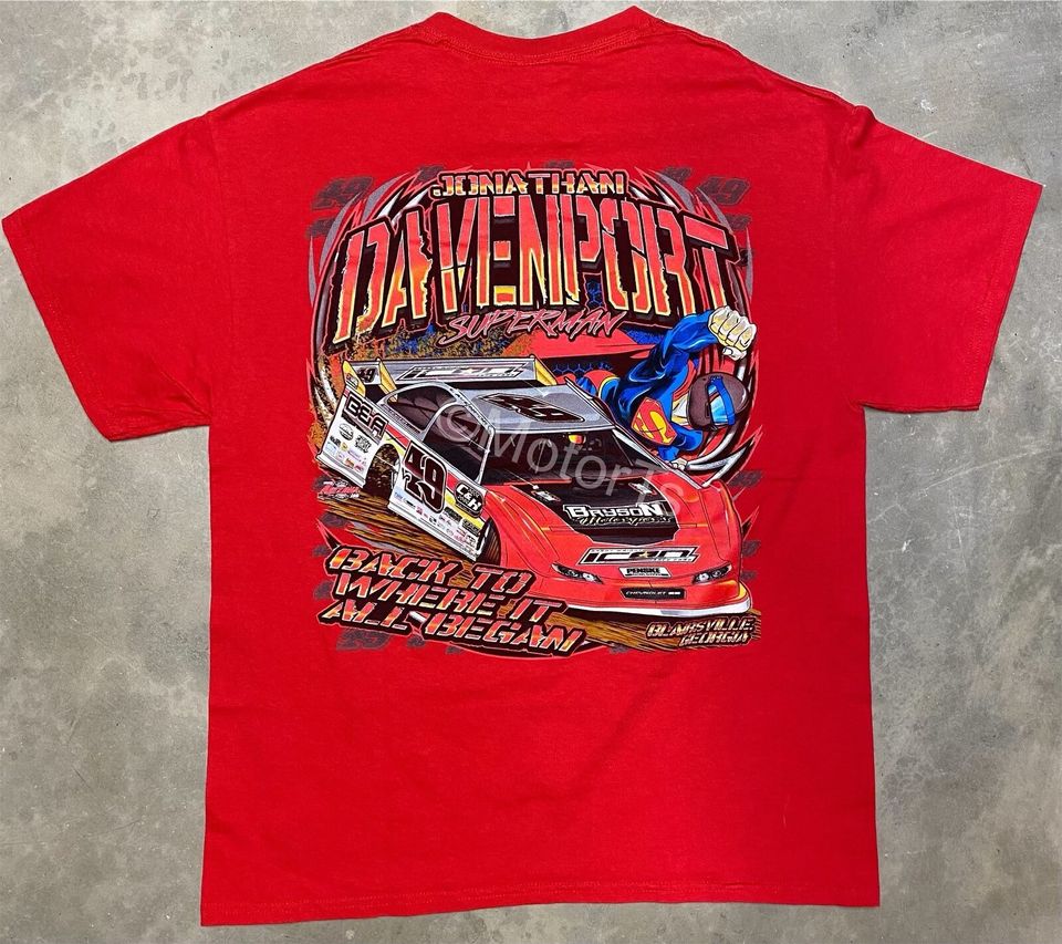 Rare! 2017 Jonathan Davenport Superman Racing T Shirt