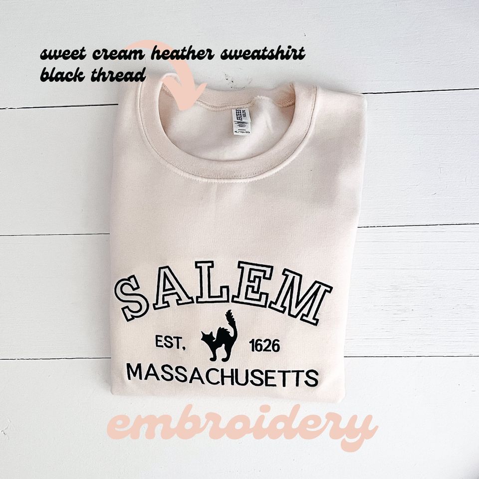 Salem Halloween Sweatshirt Embroidered Salem crewneck