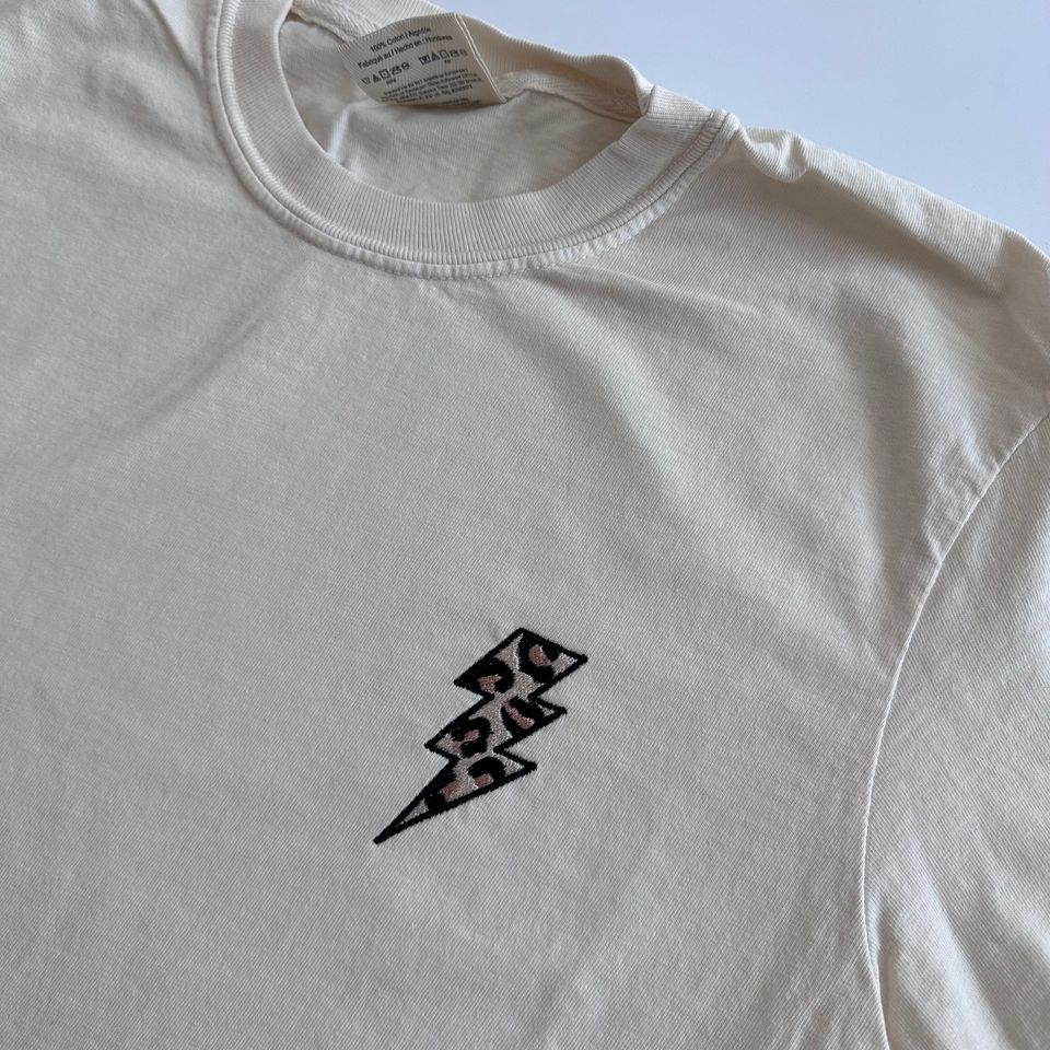Leopard Lightning Bolt Embroidered Women's T-Shirt