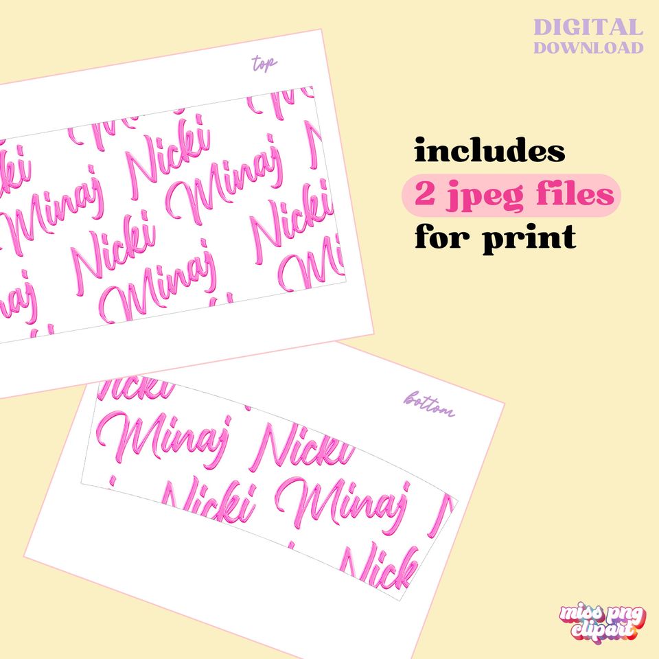 Nicki Minaj 40 Oz Quencher Tumbler Wrap Png Design for creating Queen Rap Fans gifts for Digital Download for Personal and Commercial Use