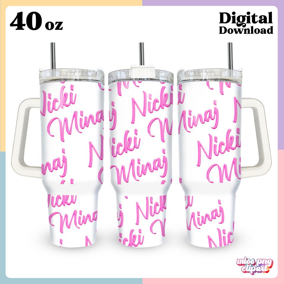 Nicki Minaj 40 Oz Quencher Tumbler Wrap Png Design for creating Queen Rap Fans gifts for Digital Download for Personal and Commercial Use