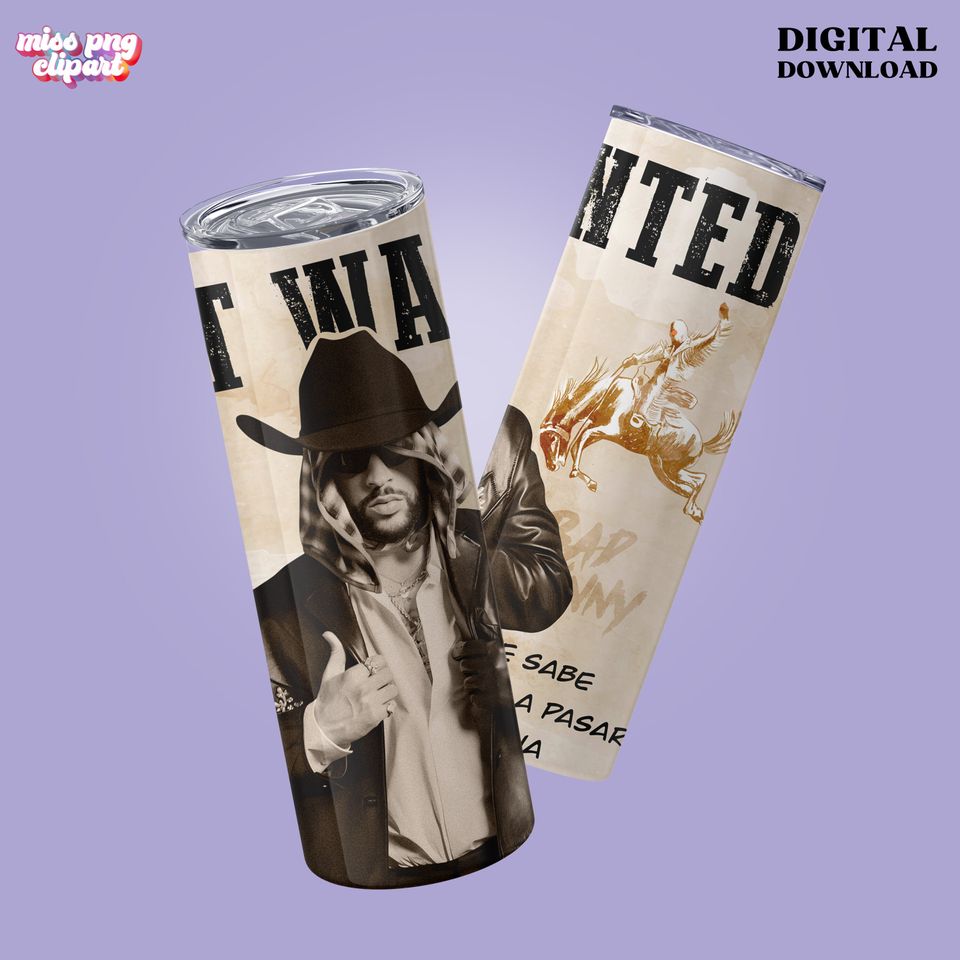 Bad Bunny Tumbler with Lid and Straw 20oz