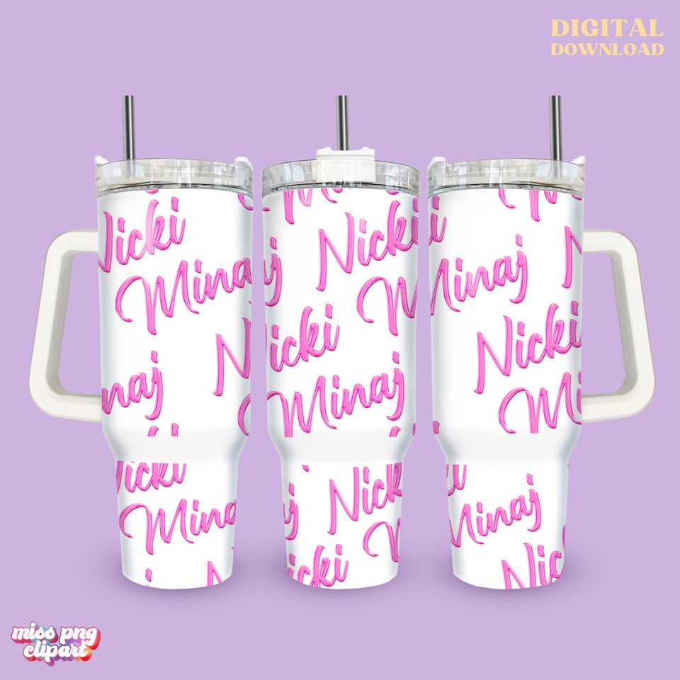 Nicki Minaj 40 Oz Quencher Tumbler Wrap Png Design for creating Queen Rap Fans gifts for Digital Download for Personal and Commercial Use