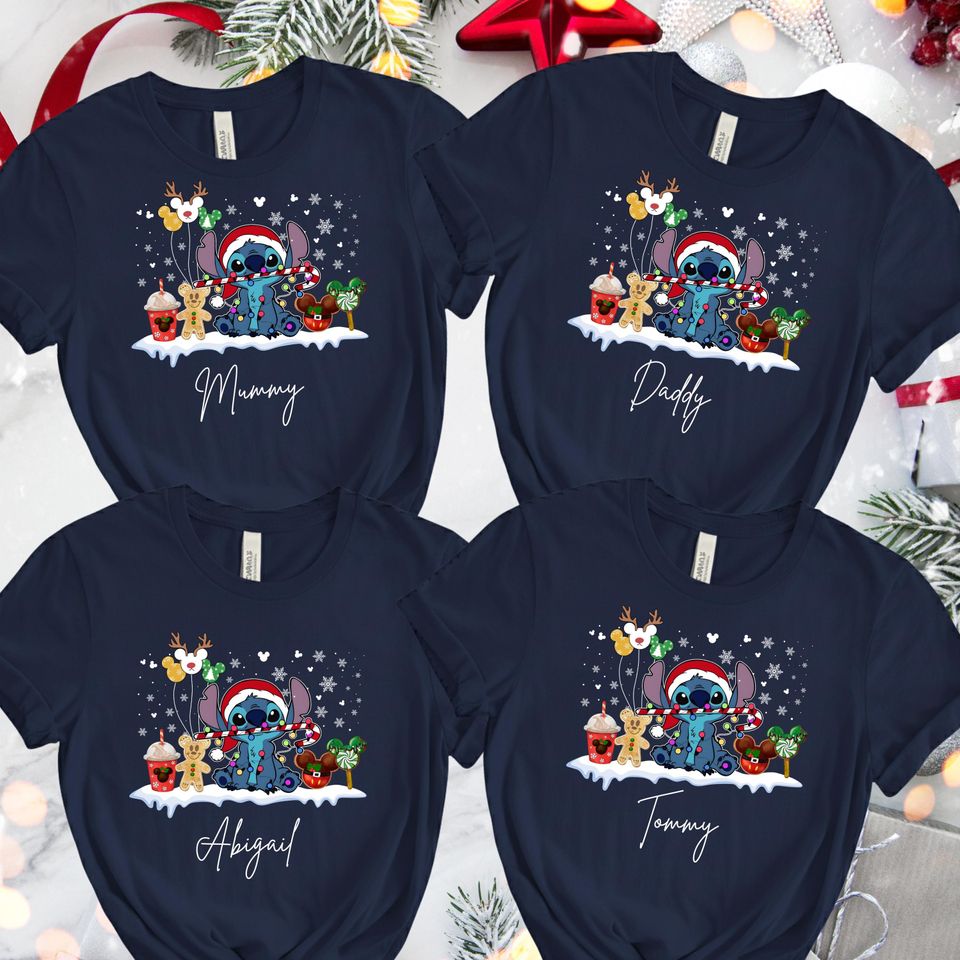 Personalised Stitch Family Christmas T-Shirts