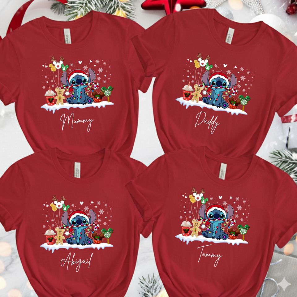 Personalised Stitch Family Christmas T-Shirts