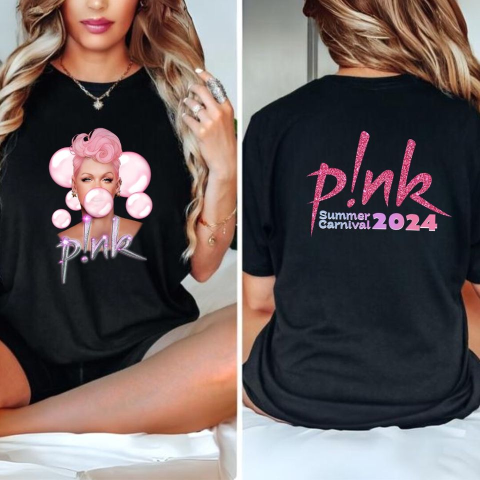 Pink Tour Tshirt. Concert t shirt for the Summer Carnival tour 2024