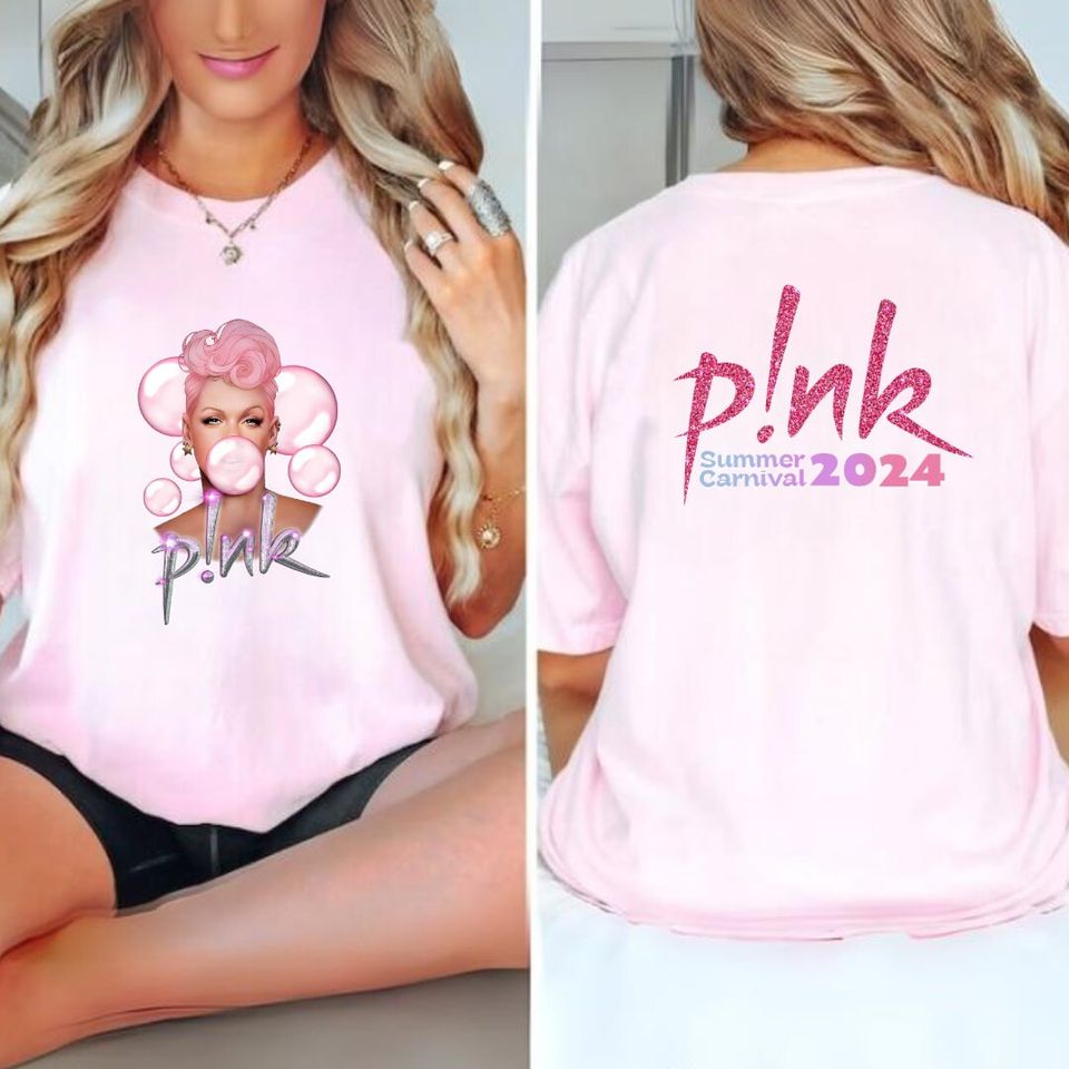 Pink Tour Tshirt. Concert t shirt for the Summer Carnival tour 2024