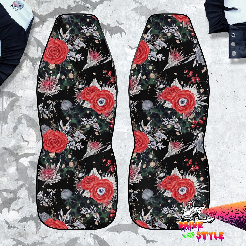 Predator Eyes Car Seat Covers: Mystic Floral Boho Horror