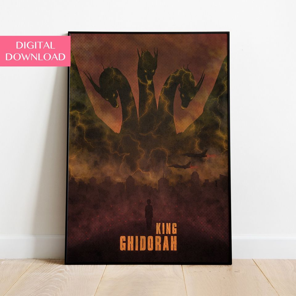 god zilla - King Ghidorah Poster, god zilla Print Gift, god zilla Wall Art