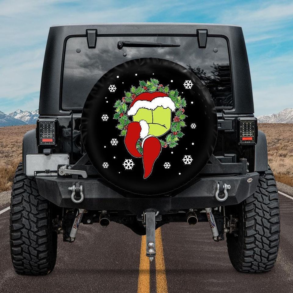 Funny Character Spare Tire Cover for Jeep, Christmas-themed Wheel Cover, Backup Camera Protector