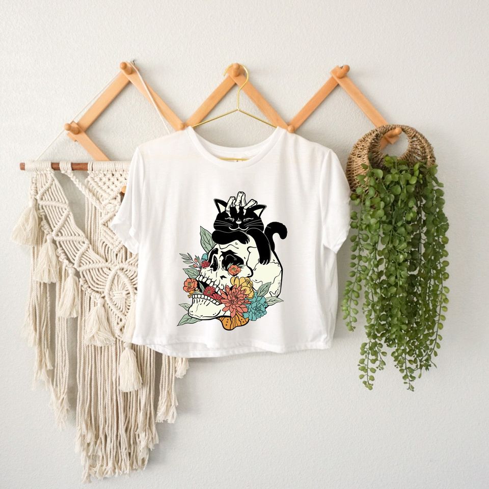 Halloween Skeleton Crop Top, Skeleton Graphic Tee, Welcome Halloween Top