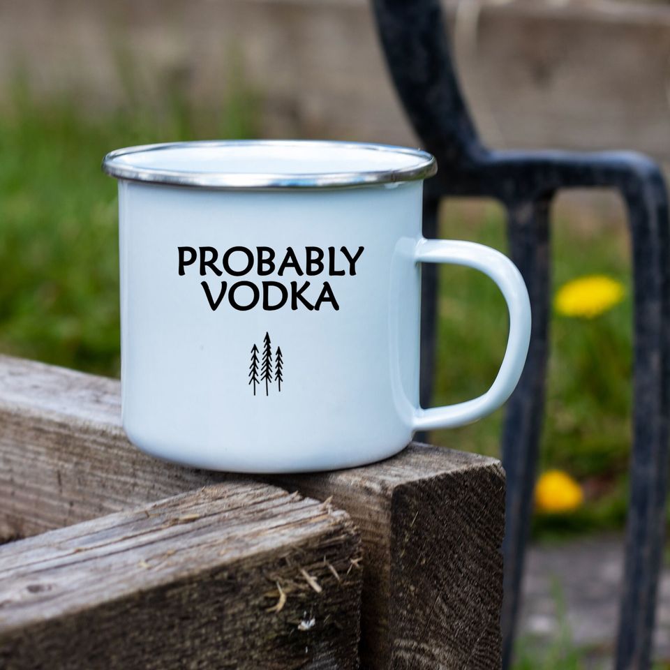 Probably Tequila Enamel Mug: Funny Campfire Gift