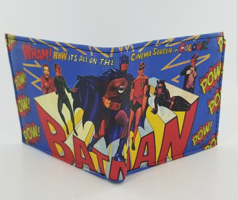 Superhero Leather Wallet, Comic Book Design Bifold, Genuine Handcrafted