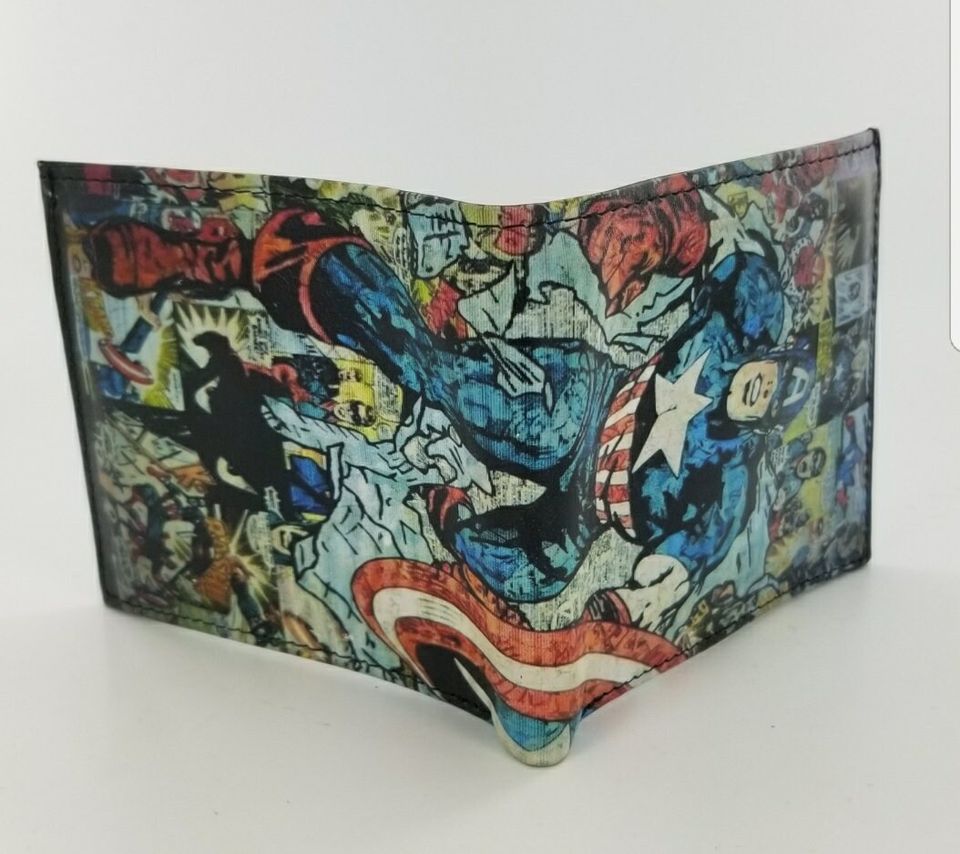 Superhero Handmade Leather Wallet,Action Comic Book Hero Inspired,Personalized Mens Wallet,Fully Lasrprinted.