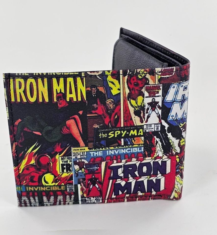 Genuine Superhero Leather Bifold Wallet for Men, Comic Book Design