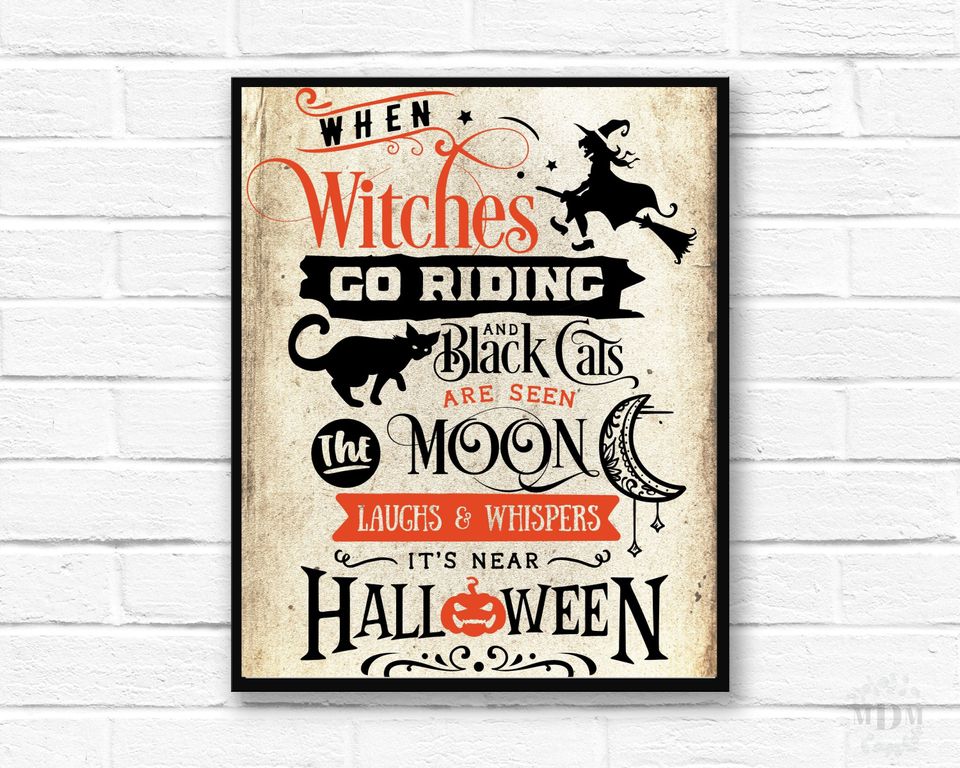 Halloween Printable Wall Decor,Book Page Print,Halloween Poster