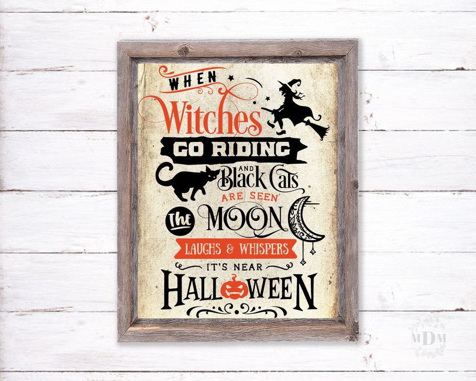 Halloween Printable Wall Decor,Book Page Print,Halloween Poster
